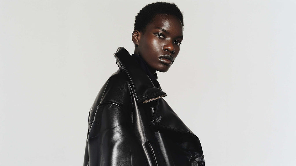 Women’s Black Cropped Leather Jacket – Stylish Casual Fit