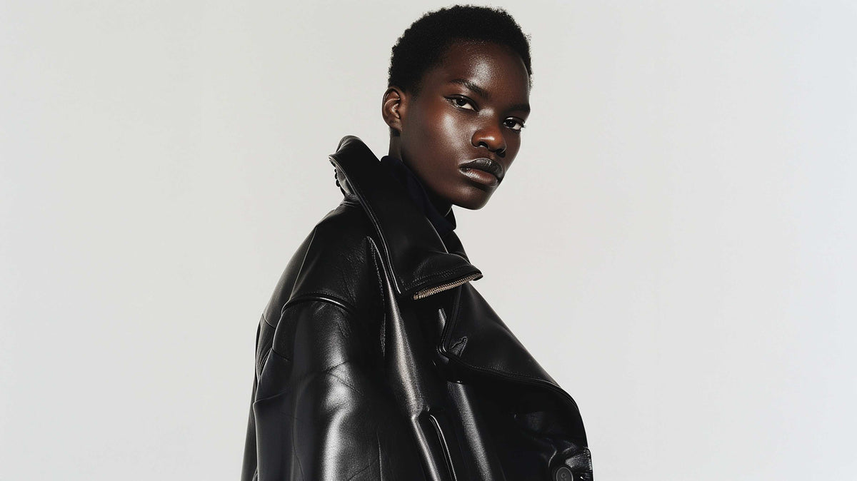 Women’s Black Cropped Leather Jacket – Stylish Casual Fit
