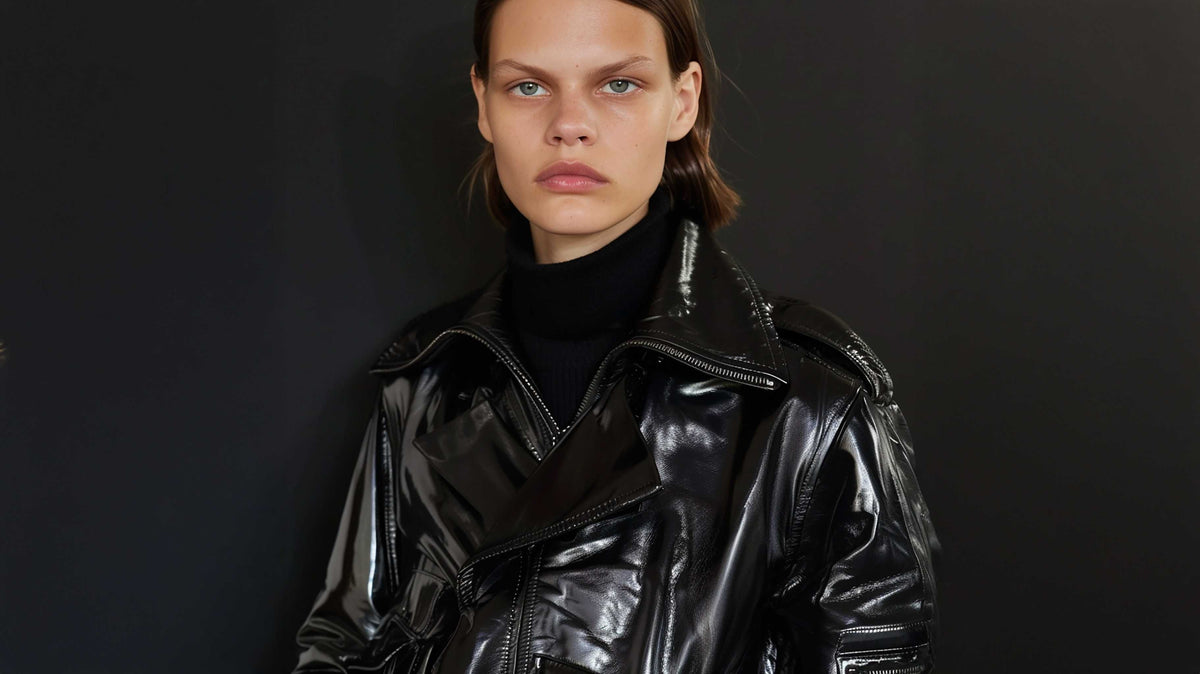 Women’s Black Cropped Leather Jacket – Stylish Casual Fit